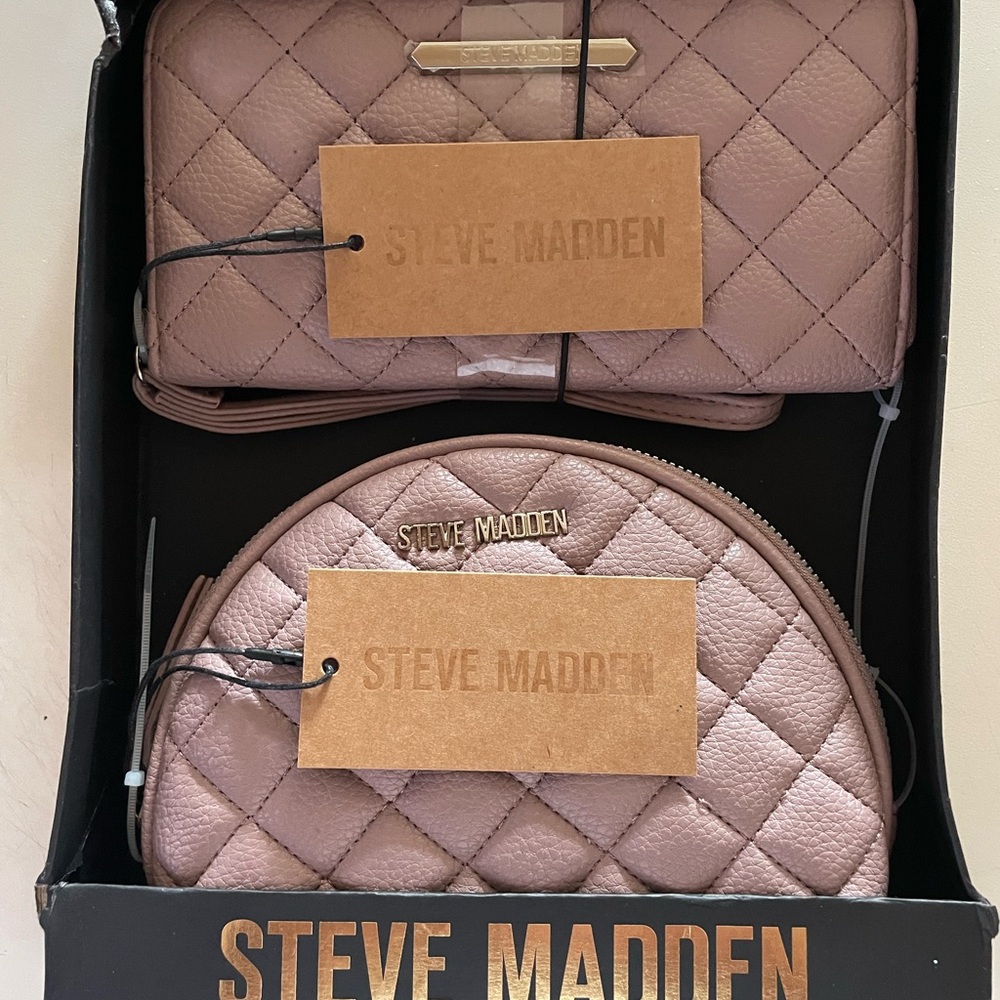 Steve Madden Quilted Pink Bag Set